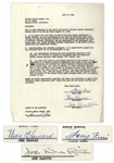 The Three Stooges Signed Agreement With William Morris Agency From July 1959 -- Signed by Moe Howard, Larry Fine & Joe DeRita -- Single Page Measures 8.5 x 11 -- Near Fine